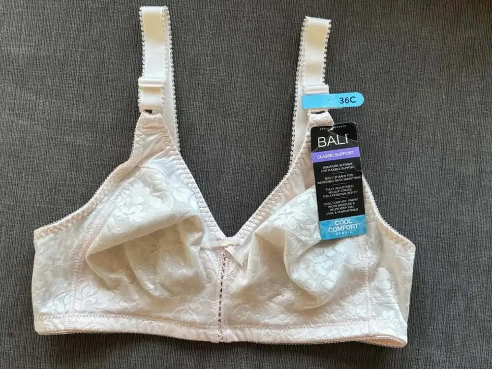 Bali Double Support Lace Wireless Bra 36C Pink Bliss Wirefree Full Coverage DF33